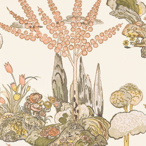 Thibaut Wallpaper Orleans Apricot and Ginger T45026