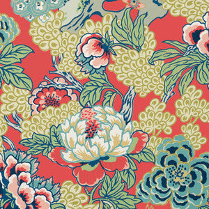 Thibaut Wallpaper Honshu Coral and Green T75490