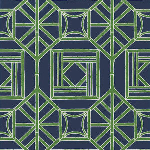 Thibaut Wallpaper Shoji Panel Navy and Green T75521