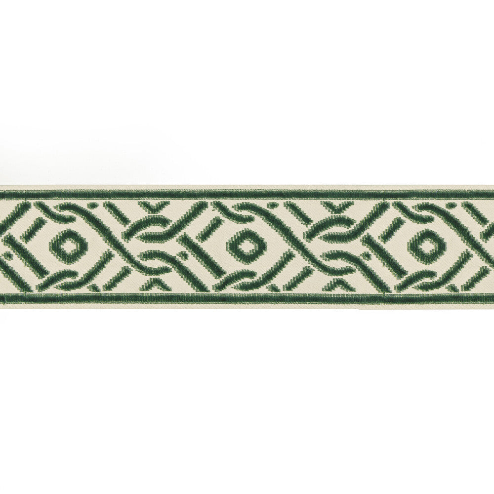 Pailou Tape Evergreen by Brunschwig & Fils Trim Brunschwig & Fils Trim Pailou Tape EvergreenTrim TREILLIS PASSEMENTERIE VISCOSE - 57%;COTTON - 43% India </p><p>Repeat: H: 3.25, V: 4.75 3.25 - Fabric Carolina -