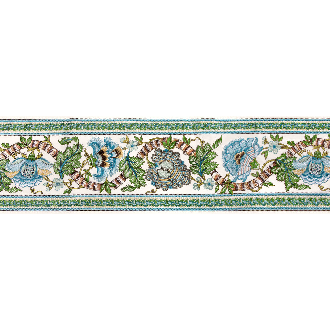 Brunschwig & Fils Trim Lauris Border - Aqua/Leaf