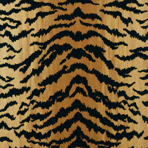 Thibaut Wallpaper Tiger Flock Camel and Black T83062