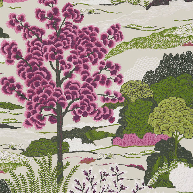Daintree Fuchsia T85042 by Thibaut Wallpaper Thibaut Wallpaper Daintree Fuchsia T85042Wallpaper Greenwood Wallpaper U.S.A. </p><p>Repeat: V: 36 27 - Fabric Carolina -