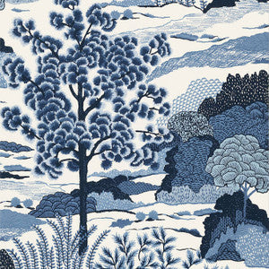 Thibaut Wallpaper Daintree Blue on White T85044