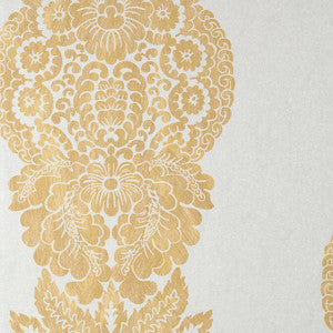 Thibaut Wallpaper Rowan Damask Metallic Gold on Silver T89131