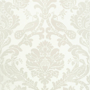 Thibaut Wallpaper Passaro Damask Pearl on White T89134