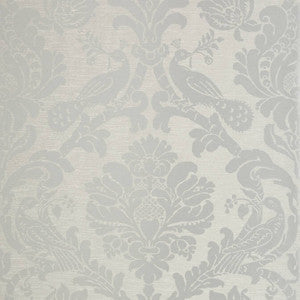 Thibaut Wallpaper Passaro Damask Metallic Silver on Grey T89140