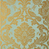 Thibaut Wallpaper Passaro Damask Metallic Gold on Aqua T89141