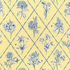 Thibaut Wallpaper POSY - Blue on Yellow
