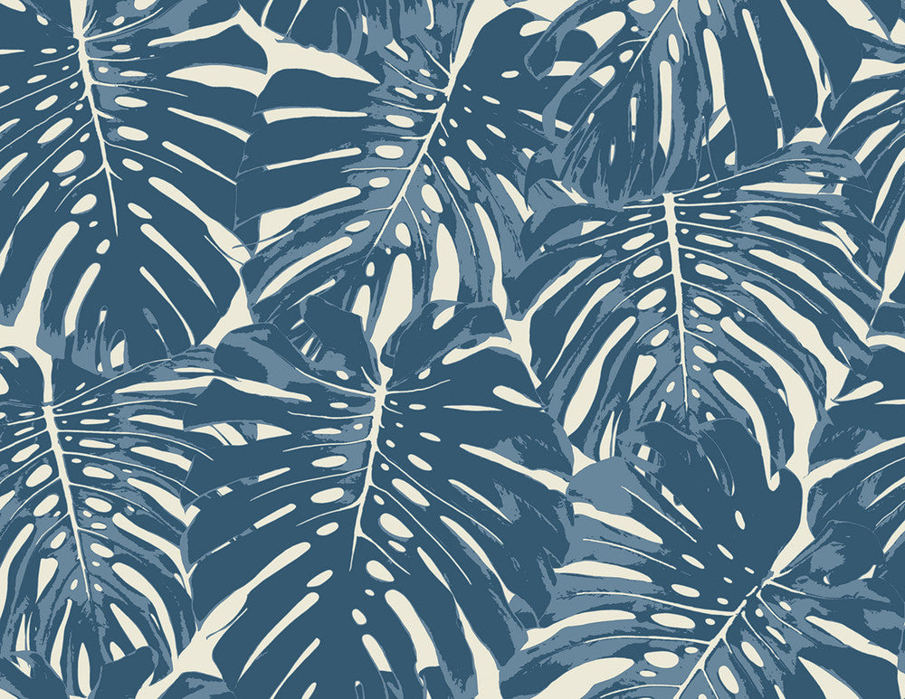 Jamaica Prussian Blue and White TA20002 by Seabrook Designs Designer Wallpaper