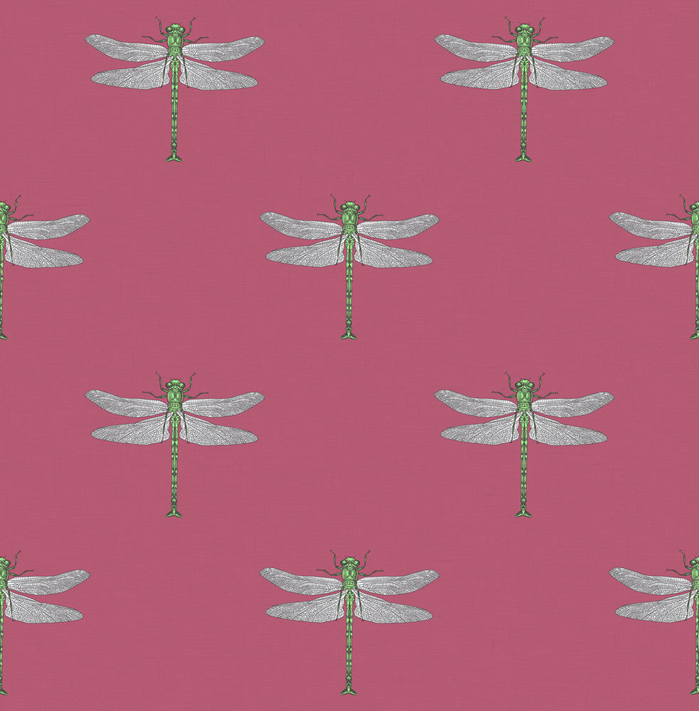 Catalina Rose Pink, Green, Metallic Silver, and Black TA20301 by Seabrook Designs Designer Wallpaper