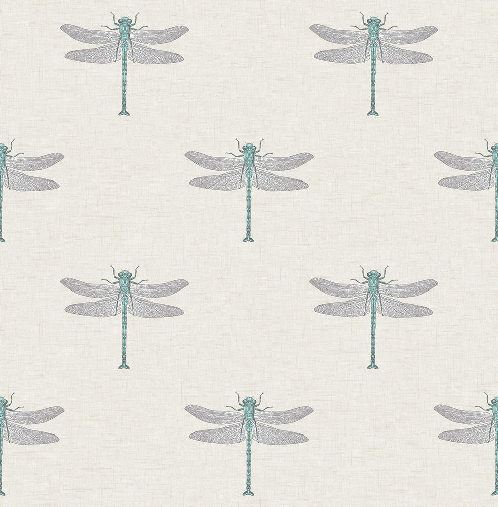 Catalina Off-White, Blue, Metallic Silver, and Black TA20302 by Seabrook Designs Designer Wallpaper