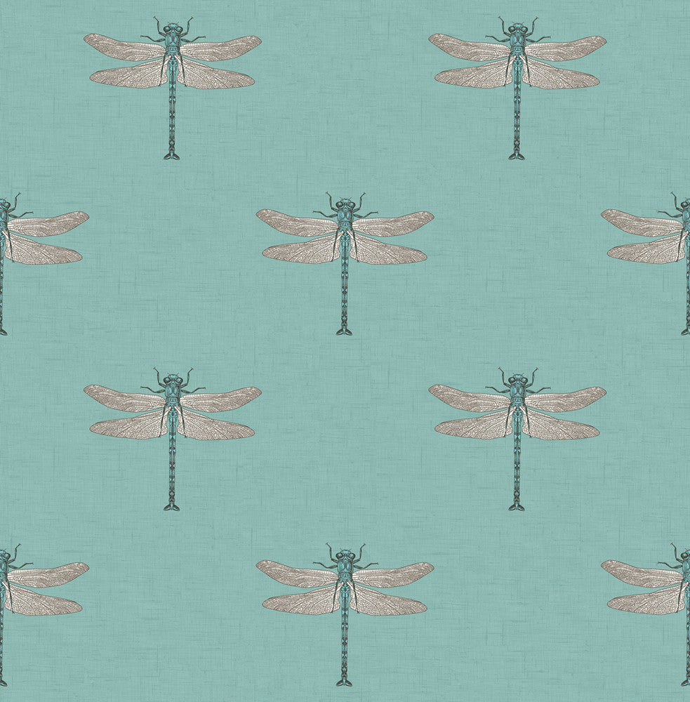 Catalina Teal, Orange, Metallic Silver, and Black TA20304 by Seabrook Designs Designer Wallpaper