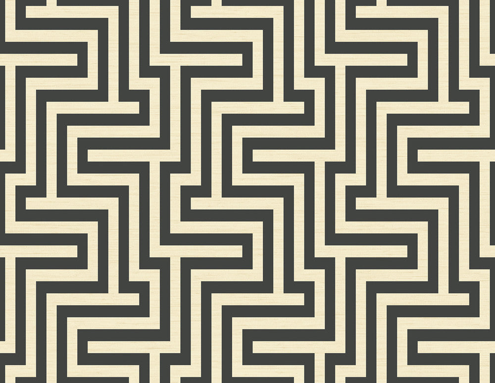 Martinique Black and Off-White TA20400 by Seabrook Designs Designer Wallpaper