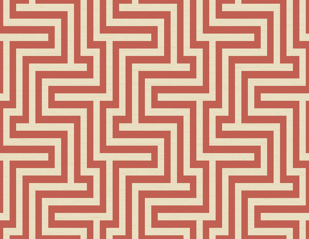 Martinique Rust Orange and Off-White TA20401 by Seabrook Designs Designer Wallpaper