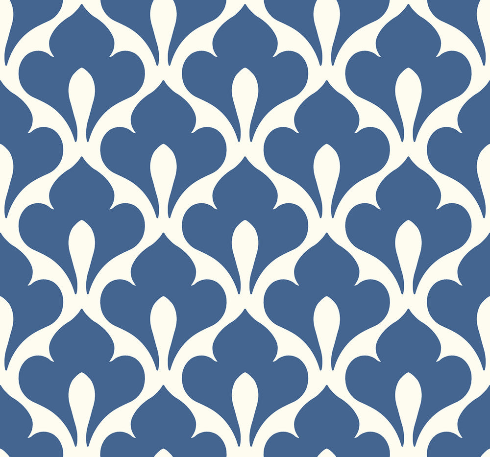 Grenada Prussian Blue and White TA20802 by Seabrook Designs Designer Wallpaper