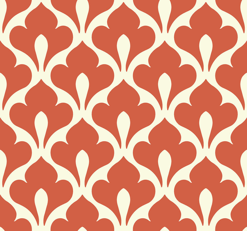 Grenada Portland Orange and Off-White TA20806 by Seabrook Designs Designer Wallpaper