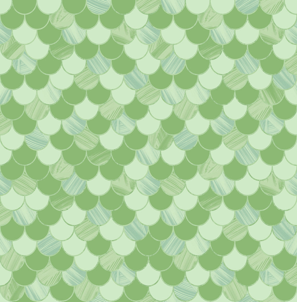 Catalina Scales Pear Green, Mint, and Metallic TA20901 by Seabrook Designs Designer Wallpaper