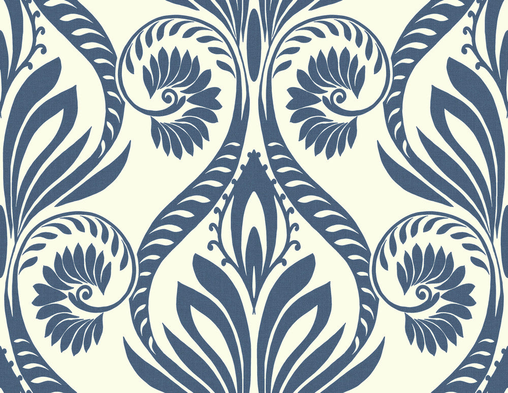 Bonaire Navy Blue and White TA21002 by Seabrook Designs Designer Wallpaper