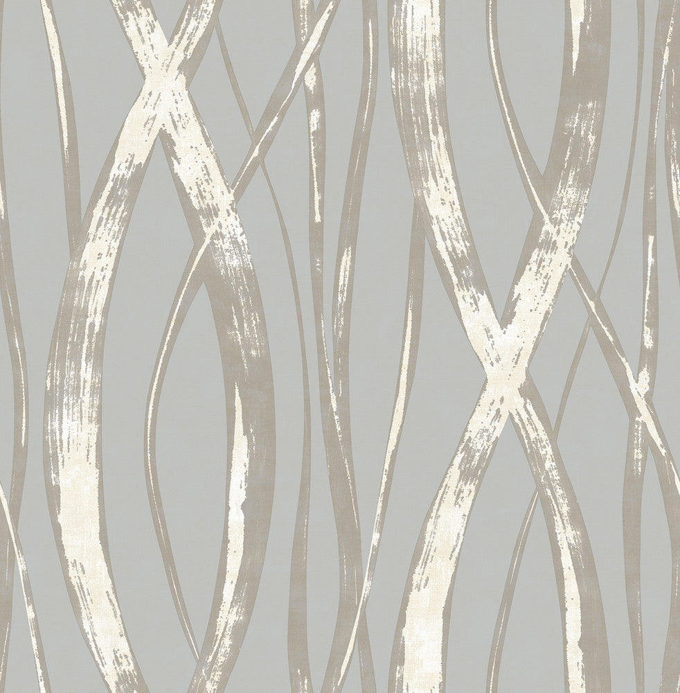 Barbados Gray, Metallic Silver, and White TA21108 by Seabrook Designs Designer Wallpaper