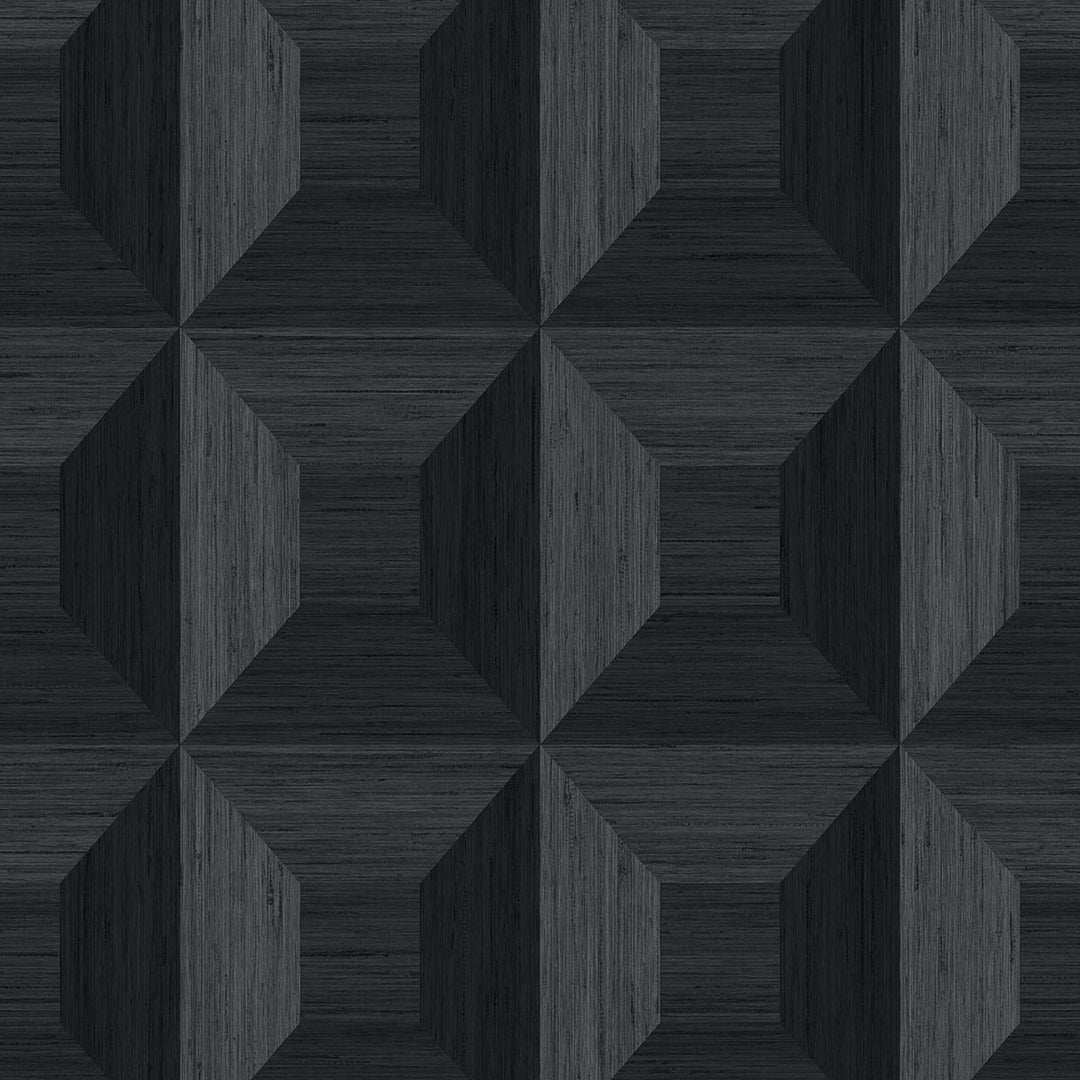 Squared Away Geometric Ebony TC70600 by Seabrook Designs Designer Wallpaper