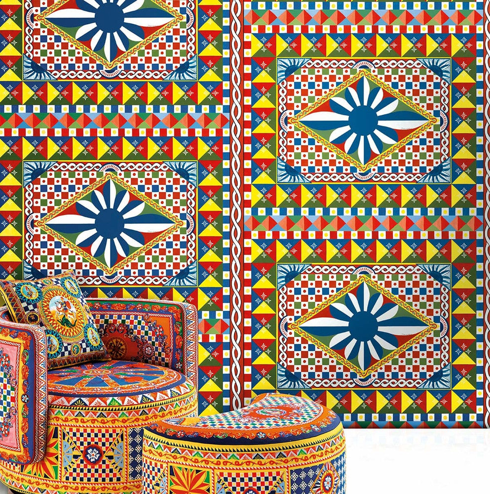 Geo Carretto Mural Carretto TCW003TCAHPUC072 by Dolce & Gabbana Casa Designer Wallpaper