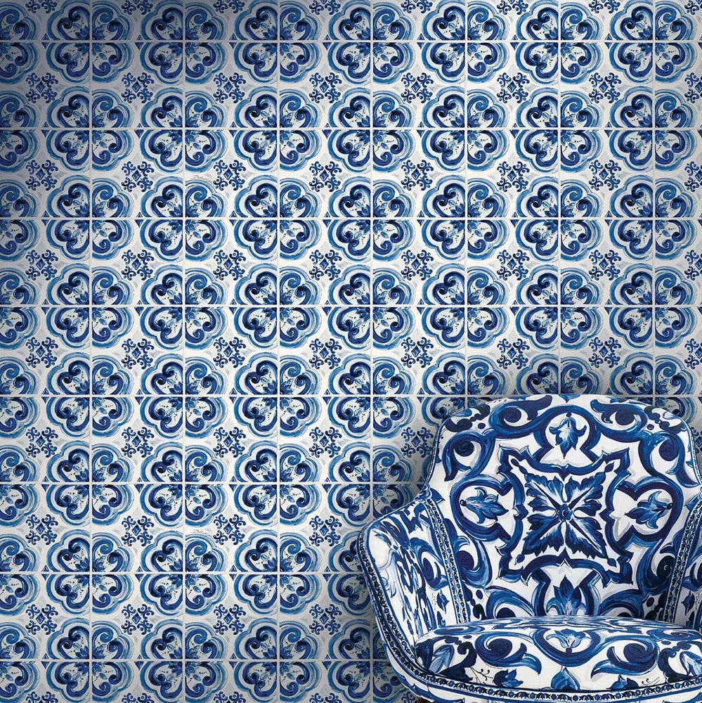 Blu Mediterraneo Gaia TCW007TCAI9UB001 by Dolce & Gabbana Casa Designer Wallpaper