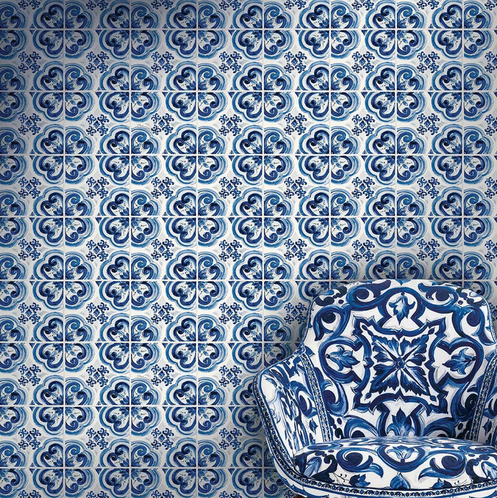 Blu Mediterraneo Gaia TCW007TCAI9UB001 by Dolce & Gabbana Casa Designer Wallpaper