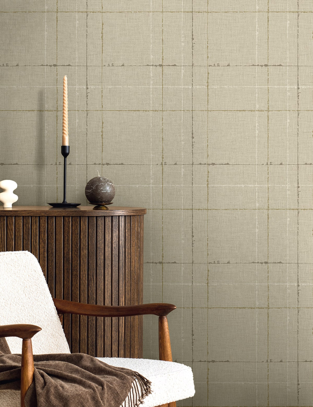 Gorton Plaid Papyrus TH90103 by Seabrook Designs Designer Wallpaper