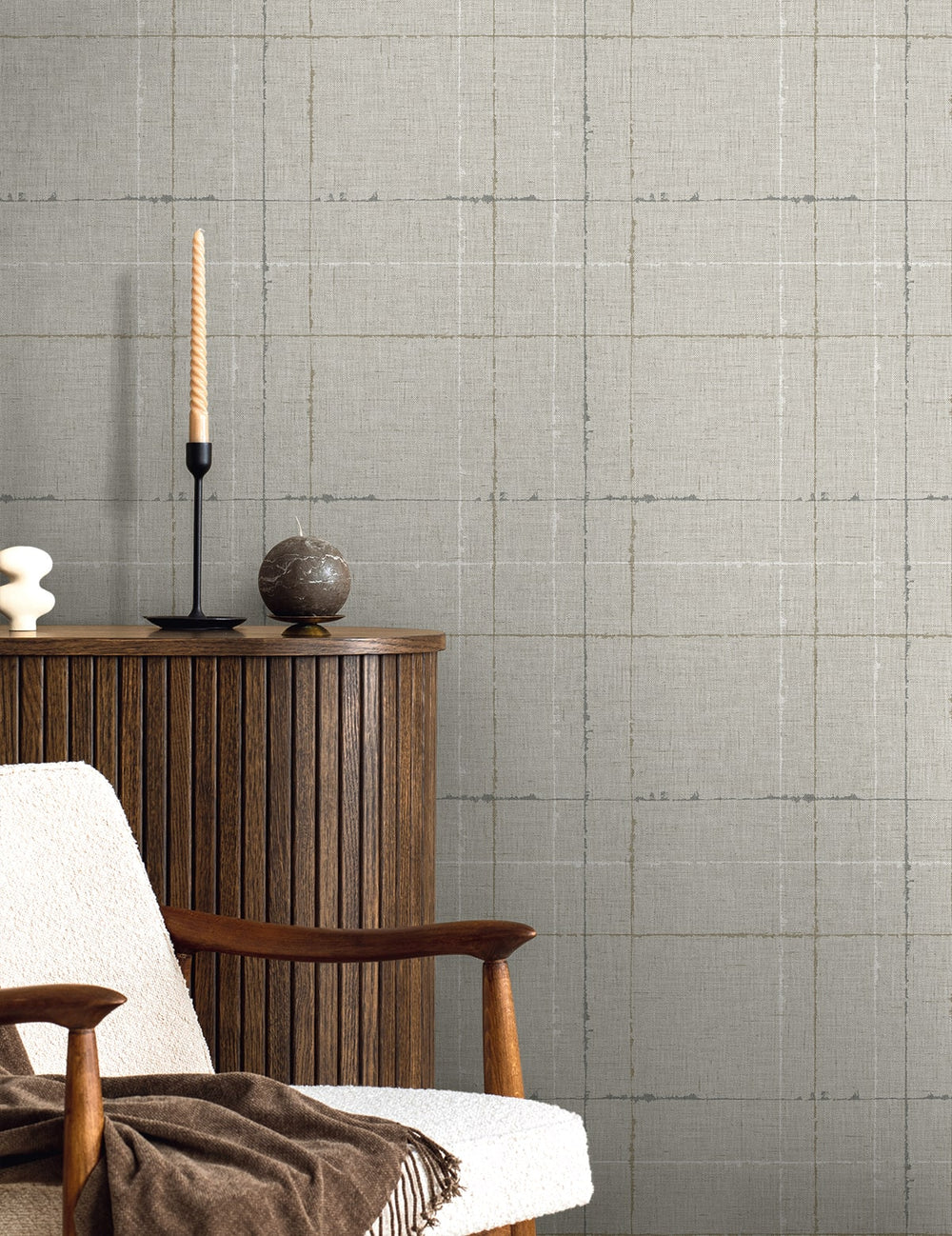 Gorton Plaid Pebble TH90108 by Seabrook Designs Designer Wallpaper
