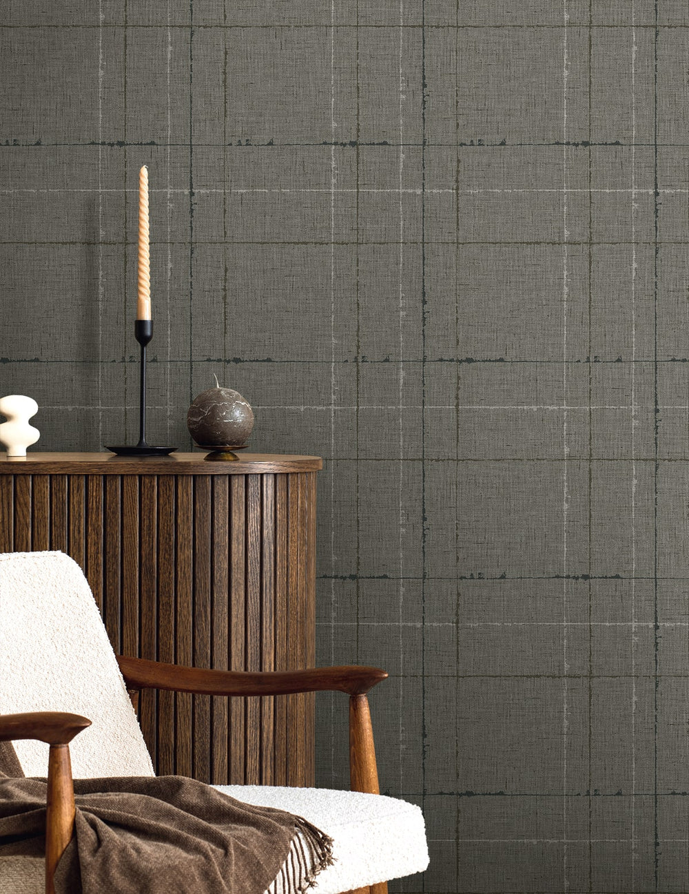 Gorton Plaid Mocha TH90110 by Seabrook Designs Designer Wallpaper