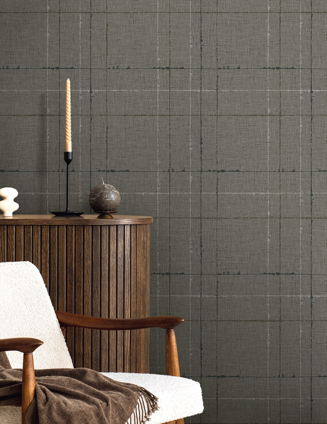 Gorton Plaid Mocha TH90110 by Seabrook Designs Designer Wallpaper