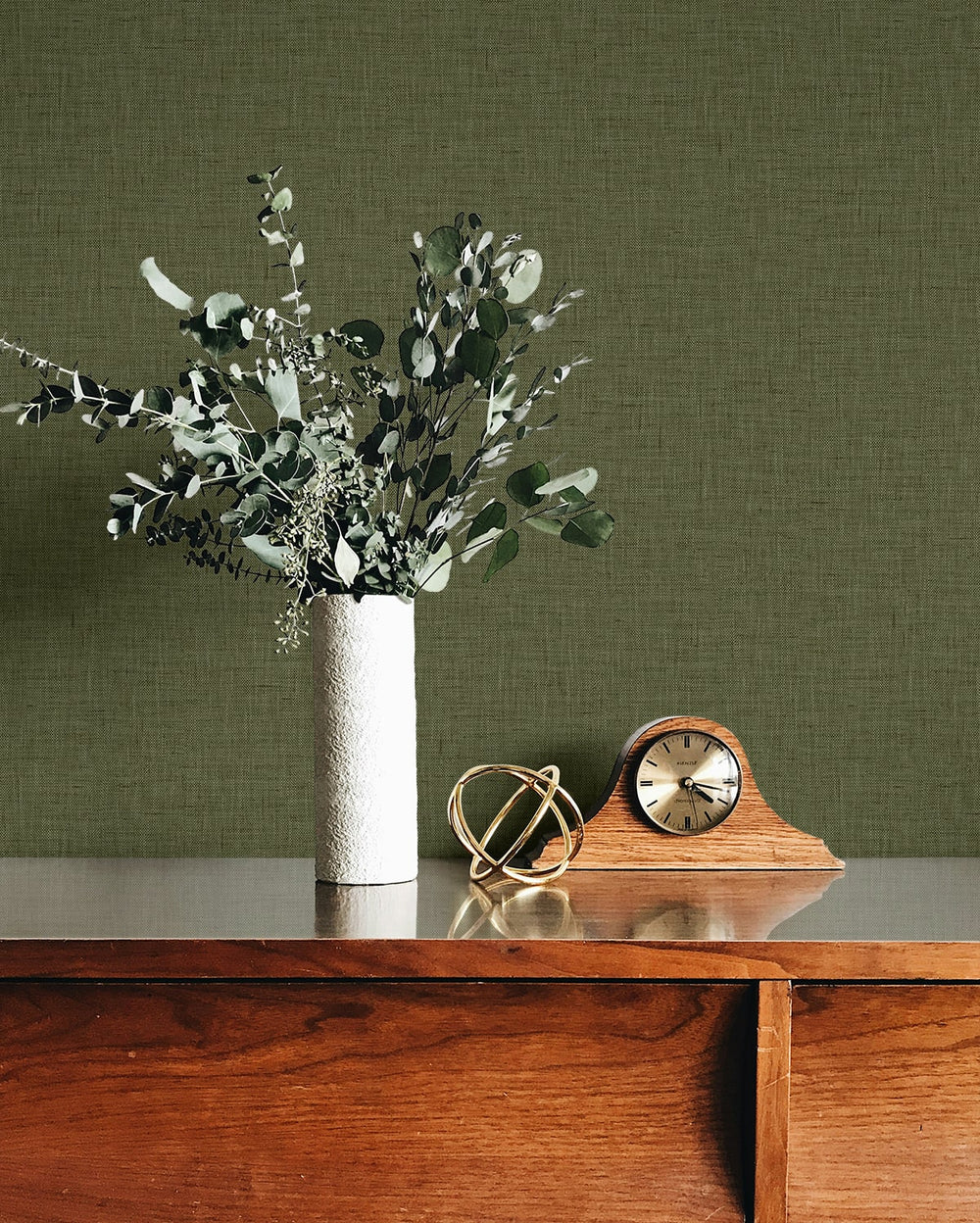 Stretford Linen Leaf TH90216 by Seabrook Designs Designer Wallpaper