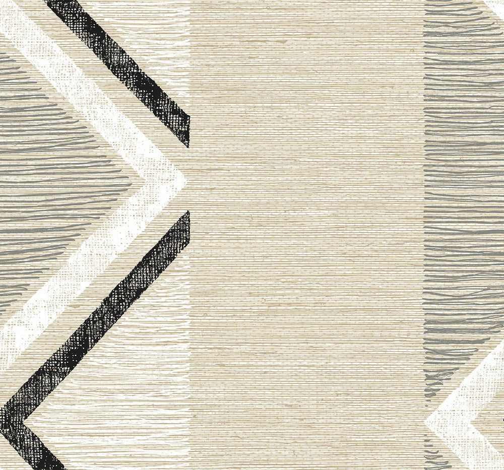 Beswick Chevron Birch Bark TH91505 by Seabrook Designs Designer Wallpaper