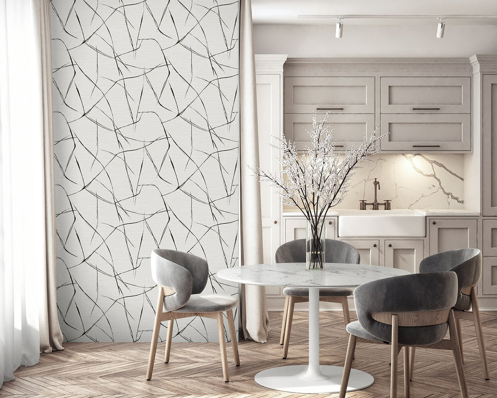 Davenport Sketch Black Ice TH91900 by Seabrook Designs Designer Wallpaper