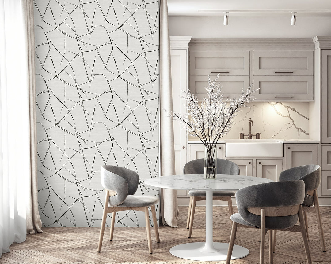 Davenport Sketch Black Ice TH91900 by Seabrook Designs Designer Wallpaper