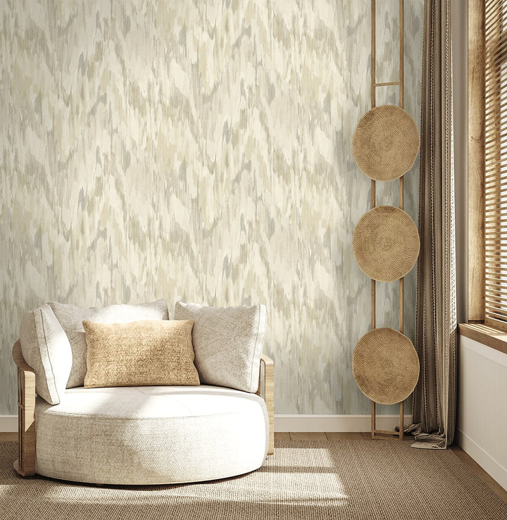 Bowdon Watercolor Stringcloth Brownrice TH92405 by Seabrook Designs Designer Wallpaper