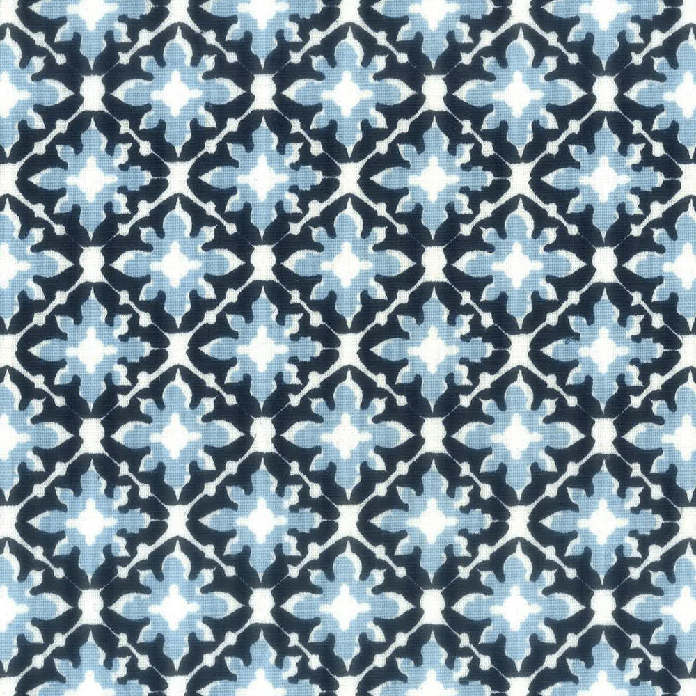 Tile 3 Navy by Aoc Designer Fabric LA BELLA VITA 50%COT 50%LIN USA CATB 117-2013 Horizontal: 2.25 and Vertical: 2.25 54 in - Swanky Fabrics -