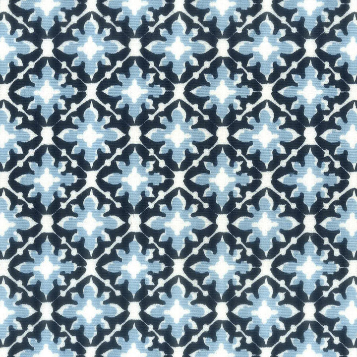 Tile 3 Navy by Aoc Designer Fabric LA BELLA VITA 50%COT 50%LIN USA CATB 117-2013 Horizontal: 2.25 and Vertical: 2.25 54 in - Swanky Fabrics -