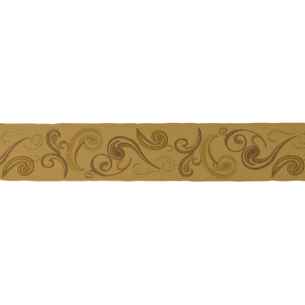 Noble Border Gold by Groundworks Designer Trim MARY FISHER POLYESTER - 90%;METALLIC - 10% India LIGHT Horizontal: 4.92 and Vertical: 23.62 4.75 - Swanky Fabrics -