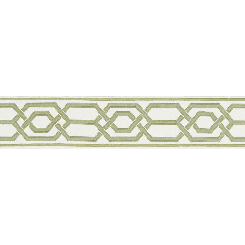 Yves Tape Ii Green by Lee Jofa Designer Trim SUZANNE KASLER THE RIVIERA COLLECTION POLYESTER - 77%;LINEN - 23% India - Horizontal: 4.32 and Vertical: 7.87 4.32 - Swanky Fabrics -