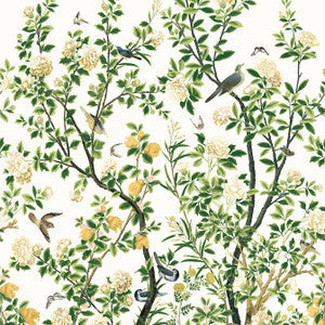 Thibaut Wallpaper Jardin Bloom Mural 3 Panel Set White TM13666