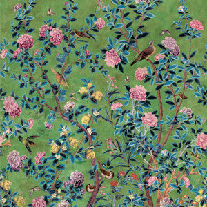 Thibaut Wallpaper Jardin Bloom Mural 3 Panel Set Green TM13669