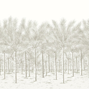 Thibaut Wallpaper Palm Grove Mural - 5 Panel Full Set Beige TM13948