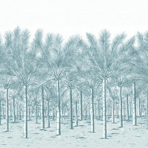 Thibaut Wallpaper Palm Grove Mural - 5 Panel Full Set Spa Blue TM13949