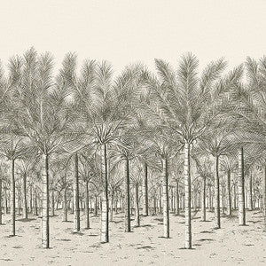 Thibaut Wallpaper Palm Grove Mural - 5 Panel Full Set Black Tea TM13950