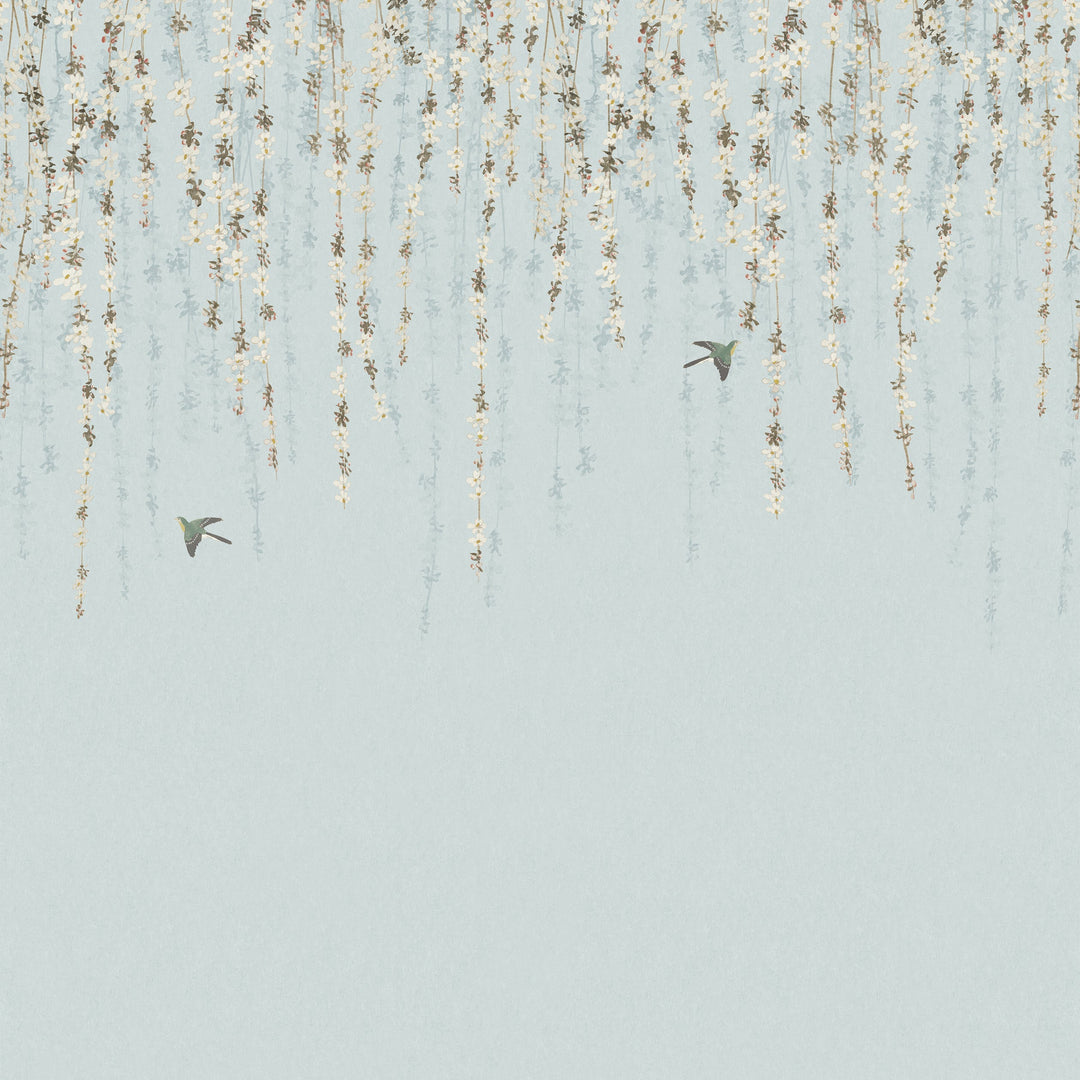 BLOSSOM MURAL Blue TM24453 by Thibaut Designer Wallpaper