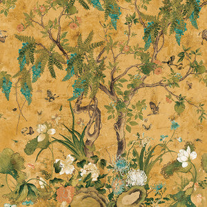 Thibaut Wallpaper Wild Wisteria Mural 3 Panel Set Ochre TM42052