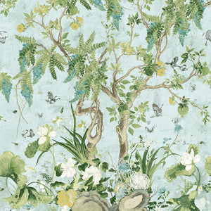 Thibaut Wallpaper Wild Wisteria Mural 3 Panel Set Spa Blue TM42054