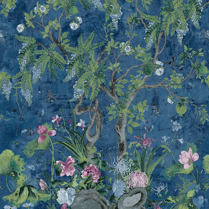 Wild Wisteria Mural 3 Panel Set Navy TM42055 by Thibaut Wallpaper Thibaut Wallpaper Wild Wisteria Mural 3 Panel Set Navy TM42055Wallpaper Sojourn Non Woven 3 Panel Mural Set UNITED STATES </p><p>Repeat: V: - 81 - Fabric Carolina -